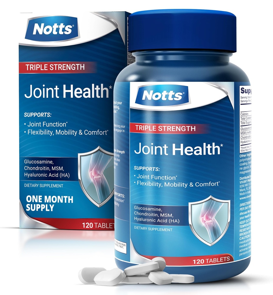 כוח משולש בריאות משותף | Glucosamine, Chondroitin & MSM, תוסף תמיכה משותף, 120 טבליות coated