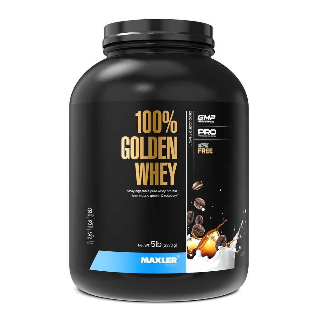 מקסלר 100% זהב חלבון Whey חלבון - 23 גרם של חלבון לשרת - Premium Whey חלבון אבקת עבור Pre Post עבודהout - Fast-Absorbing Whey Concentrate, Isolate & hydrolysate בלנדר - Cappuccino 5 lbout
