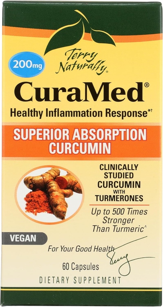 טרי באופן טבעי CuraMed 200 מ"ג - 60 טבעונים Softgels - העליון Absorption BCM-95 Curcumin תוסף, מקדם תגובה דלקתית בריאה - non-GMO, Gluten-Free, כשר - 60 משרתים