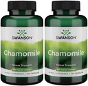 Swanson Chamomile Stress Support - Made with German Chamomile Flower - תוסף צמחי לקידום מתח, רגיעה ותמיכה בשינה - עוזר גוף קל ומחשבה - (120 קפסולות), 2 Pack