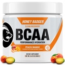 Honey Badger BCAA + EAA Amino Acids אבקת, BCAAs + L-Glutamine, Keto, טבעוני, סוכר חינם עבור גברים ונשים, הידרציה & פוסט עבודהout שריר התאוששות משקה תערובת, Peach מנגו, 30 משרתים.