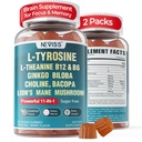 11-IN-1 Brain Supplement for Memory and Focus with L-Tyrosine L-theanine, Methylated B12 & B6, Lion's Mane Mushroom, גינקו בילובה, Bacopa Monnie, Choline for Focus, Nootropic, אנרגיה, 2Packs