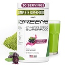 JYM Greens סופר אבקת מזון עבור ביצועים, Blueberry Acai, Spirulina, Mushrooms, ויטמינים, ברוקפן ברוקולי, גברים ונשים, 30 משרתים