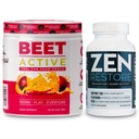 Nutrology Beet Active, Natural Pre-Workout Powder, Passion Fruit Flavor (30 Servings) Zen Natural Magnesium Supplement (30 Servings)