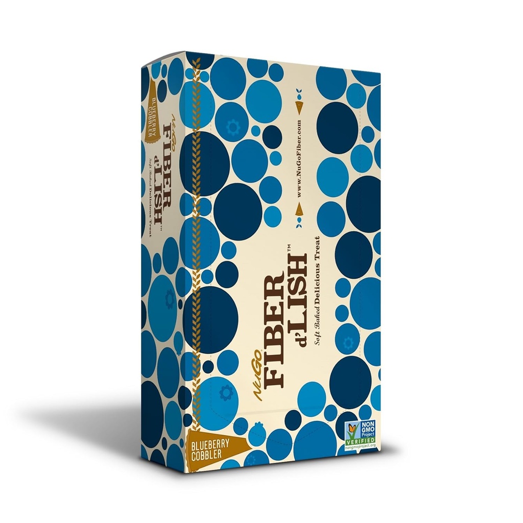NuGofi d'Lish Blueberry Cobbler, 12g High סיבים, טבעוני, 150 קלוריות, 1.6 אוונס (Pack of 16)