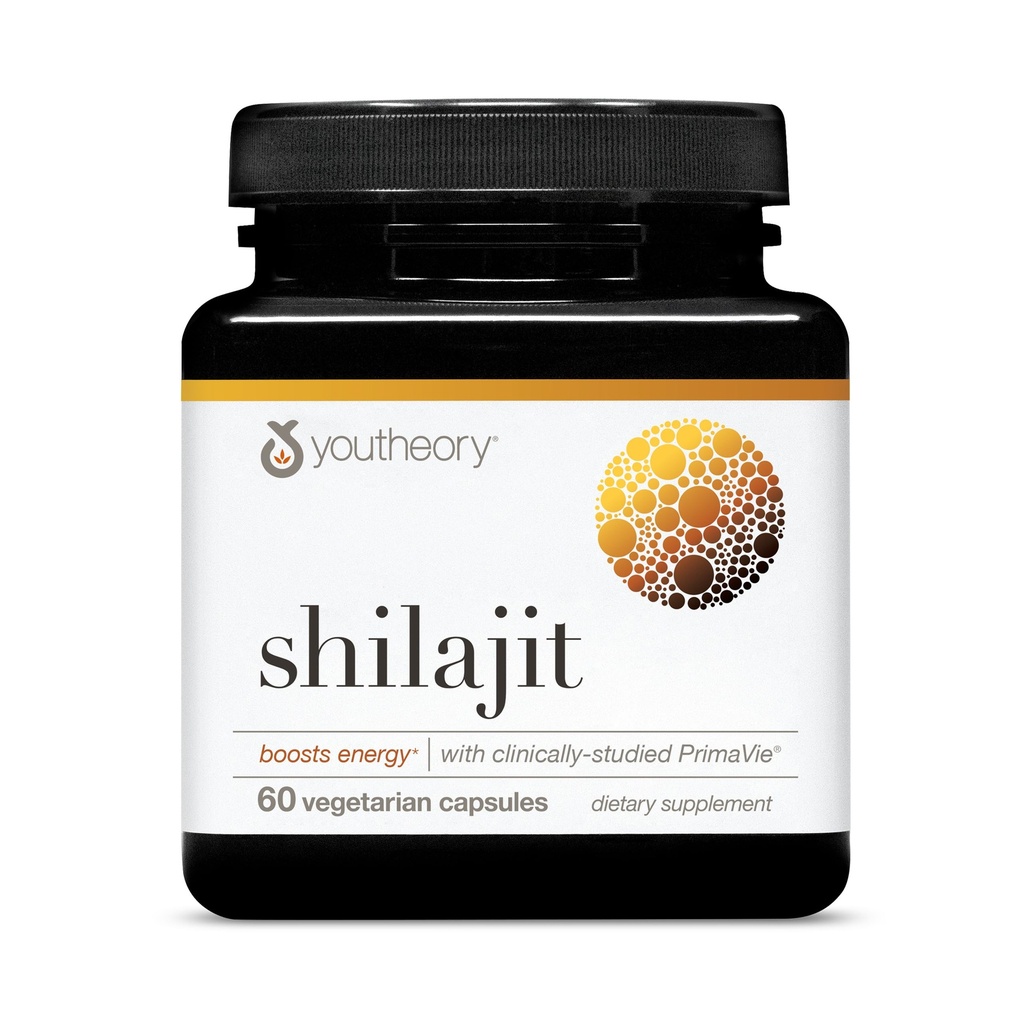 Youtheory Shilajit - 500 מ"ג Shilajit קפסולות - תוספי אנרגיה - Shilajit תומכים Stamina & Endurance - Pure ההימלאיה שילאג'יט - Gluten, Milk & Soy חינם - 60 קפסולות צמחוניות