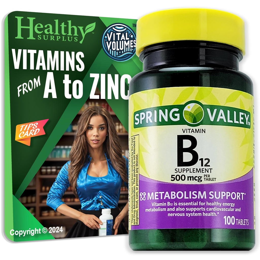 תוספי מזון תוסף ויטמין B12 טבליות 500 mcg 100 Tablet ו Vital Volumes טיפים