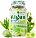 אומגה 3 מסטיקנים 2200 מ"ג מ שמן Algae (DHA 640 מ"ג ו EPA 290 מ"ג) עבור נשים וגברים, אומגה 3 שמן דגים אלטרנטיבי, w/CoQ10, Astaxanthin, ויטמין A, D3 for Brain, Eye, Eye, Antioxidant, Sugar Free, 1Pack, 1Pack