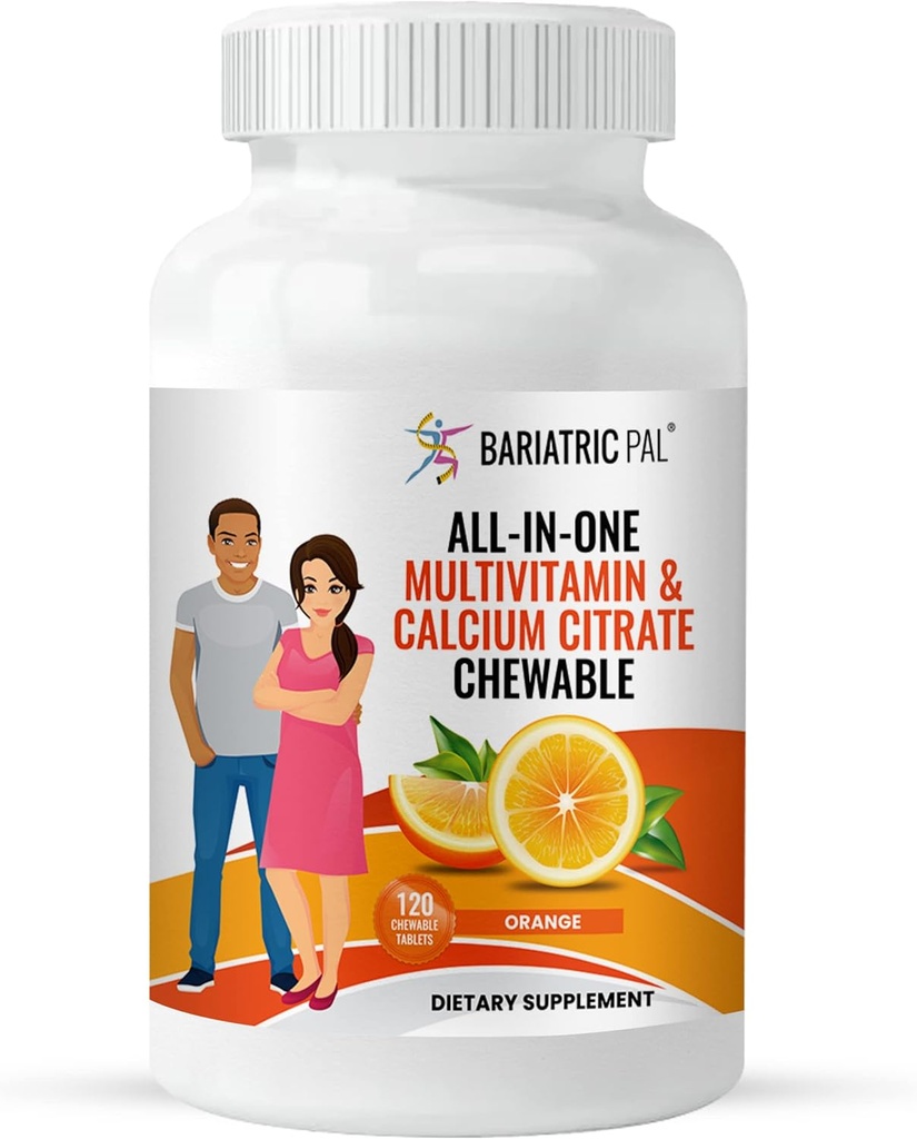 BariatricPal "ALL-IN-ONE" Chewable Multivitamin with Calcium Citrate & Iron - Orange (CLEARance: Best by 30 ביוני 2025)
