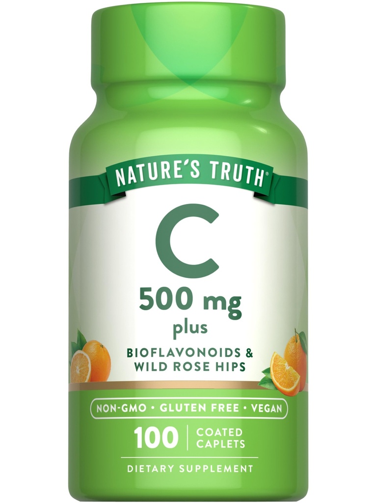 האמת של הטבע ויטמין C עם Rose Hips ו Bioflavonoids | 500 מ"ג | 100 קפסולות | טבעוני, non-GMO & Gluten Free