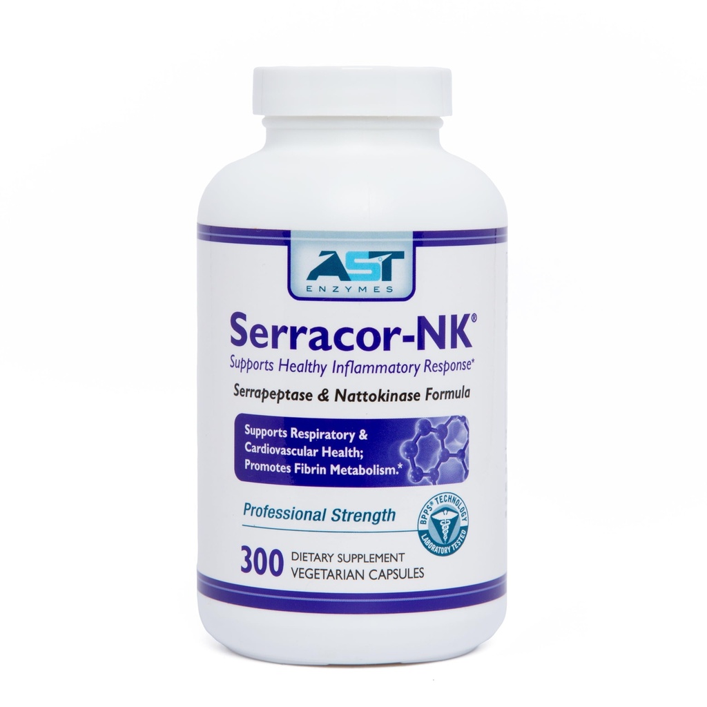 Serracor-NK – 300 Vegetarian Capsules – Circulatory and Respiratory Support – Natural Systemic Enzymes Formula – Contains Acid-Resistant Serrapeptase & Acid-Resistant Nattokinase