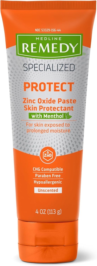 Medline Remedy מיוחד Znc Oxide להדביק עם Menthol (4 oz Tube), Unscented, Calamine, Incontinence Care, Diaper Rash, Wetness Protection, Hypoallergenic, Paraben חינם, מבוגרים, Soothing, Soothing