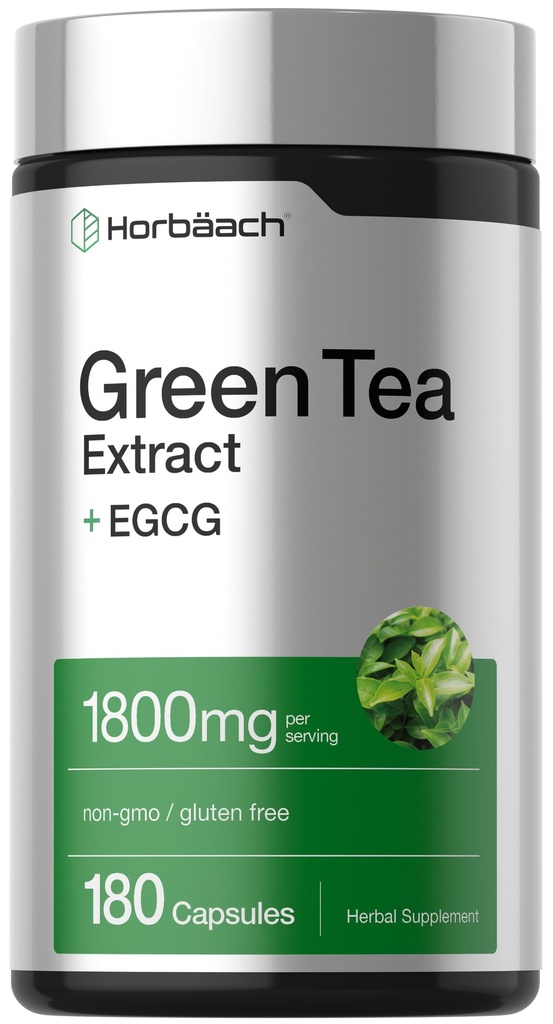 Horbäach EGCG Green Tea Extract Pills | 180 Capsules | Max Potency | Non-GMO & Gluten Free Supplement