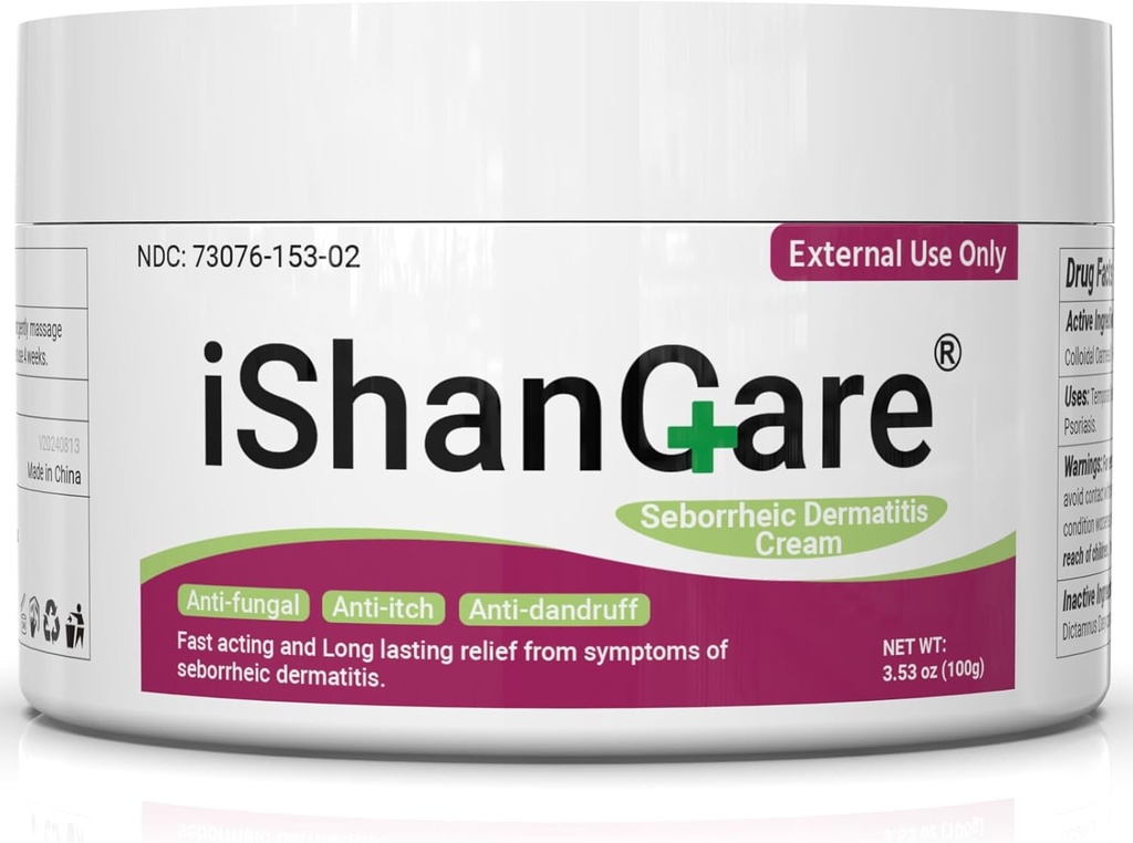 Ishancare Seborrheic Dermatitis Cream, טיפול כוח מקסימלי עבור Psoriasis, foliculitis, Dermatitis, Dandruff, הקלה מהירה עבור גירוד, רדום, Irritation, Scaling, 3.53 Ozitis, Dandruff.