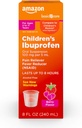 בסיס לילדים של Ibuprofen אוראלי Suspension, 100 מ"ג ל 5 מ"ל, כאב Reliever ו Fever צמצם, ברי פלפור, עבור גרון Sore, הקלה כאבי ראש ועוד, 8 oz (Pack of 1)