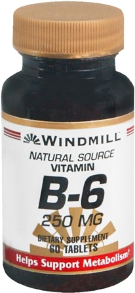Windmill ויטמין B-6 250 מ"ג Tablet 60 טבליות (Pack of 2)