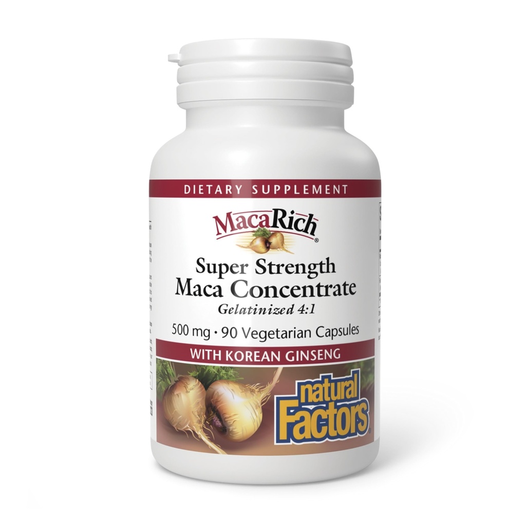 MacaRich על ידי Natural Factors, Super Power Maca, Superfruit Antioxidant תוסף עם ג'ינסנג, 90 קפסולות (90 מנות)