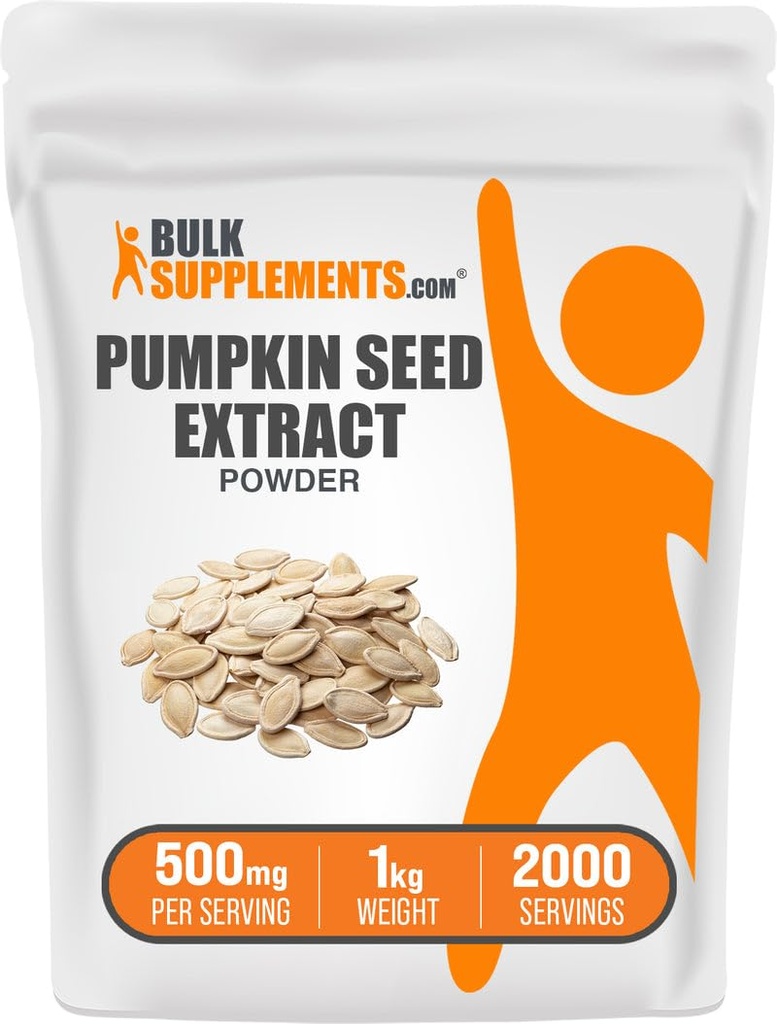 BulkSupplements.com Pumpkin Seed אבקת לחלץ - Pumpkin Seed Supplement, Herbal Supplement - טבעוני וגלוטן חינם, 500 מ"ג לריצה, 1kg (Pack of 1)