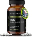 Mt. Angel ויטמינים - Zinc Citrate 50 מ"ג - Zinc 50 מ"ג Citrate Chelate - תוספי Zinc טבעיים עשויים בארה"ב - 60 טבליות צמחוניות