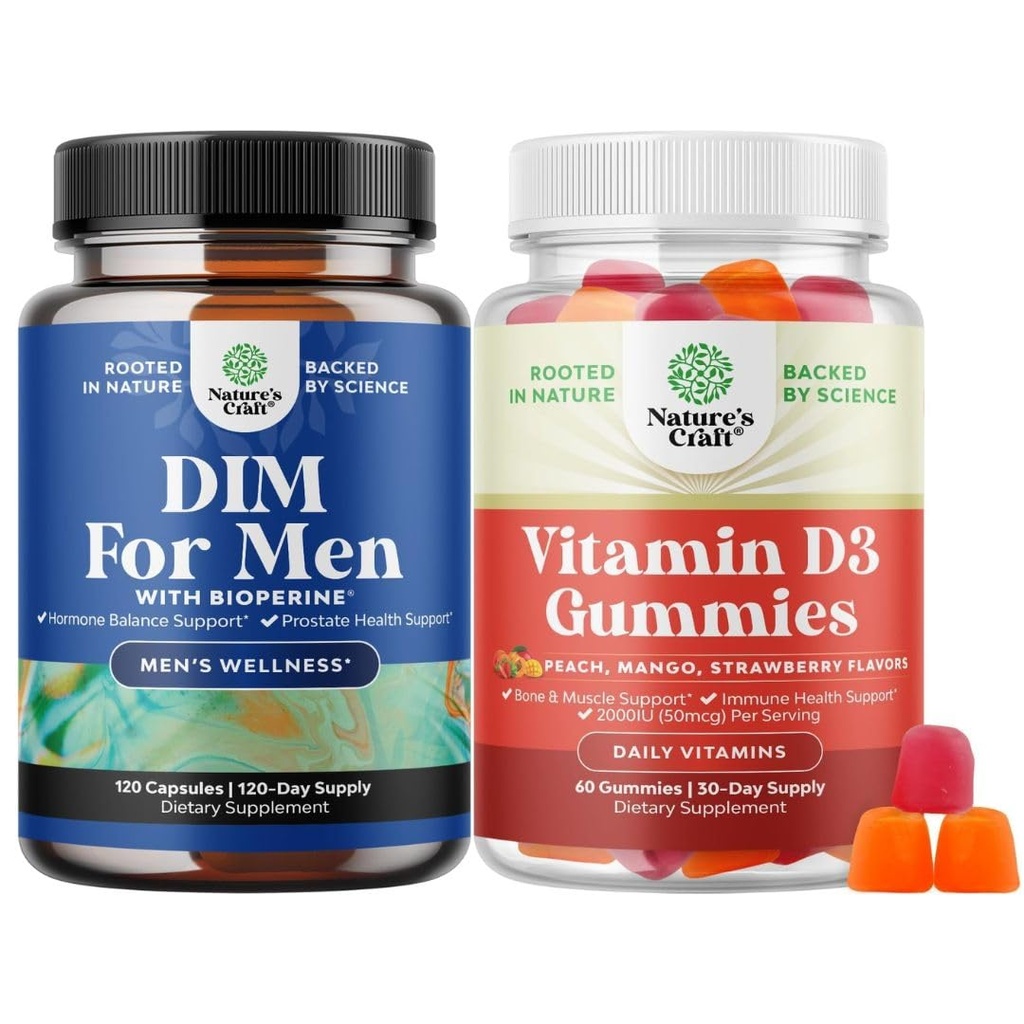 Bundle של מתקדם Diindolylmethane DIM תוספת עבור גברים ויטמין D3 מסטיק עבור כל יום בריאות עבור שריר העצם & Immune תמיכה תמיכה תמיכה