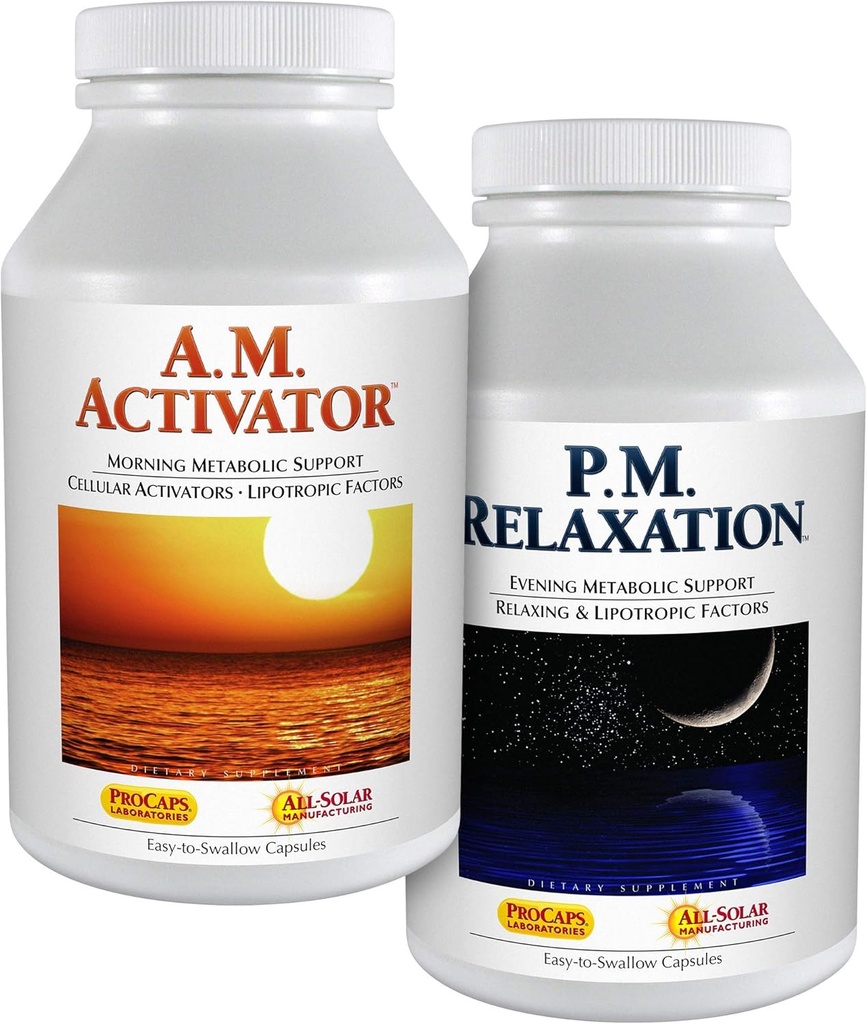AndREW LESSMAN A.M. Activator ו- P.M. Relaxation Kit - 30 קפסולות של כל אחד - A.M. Activator מקדם אנרגיה ומטבוליזם שומן בעוד P.M. מרגיעה מעודדת שינה של לילה מנוחה
