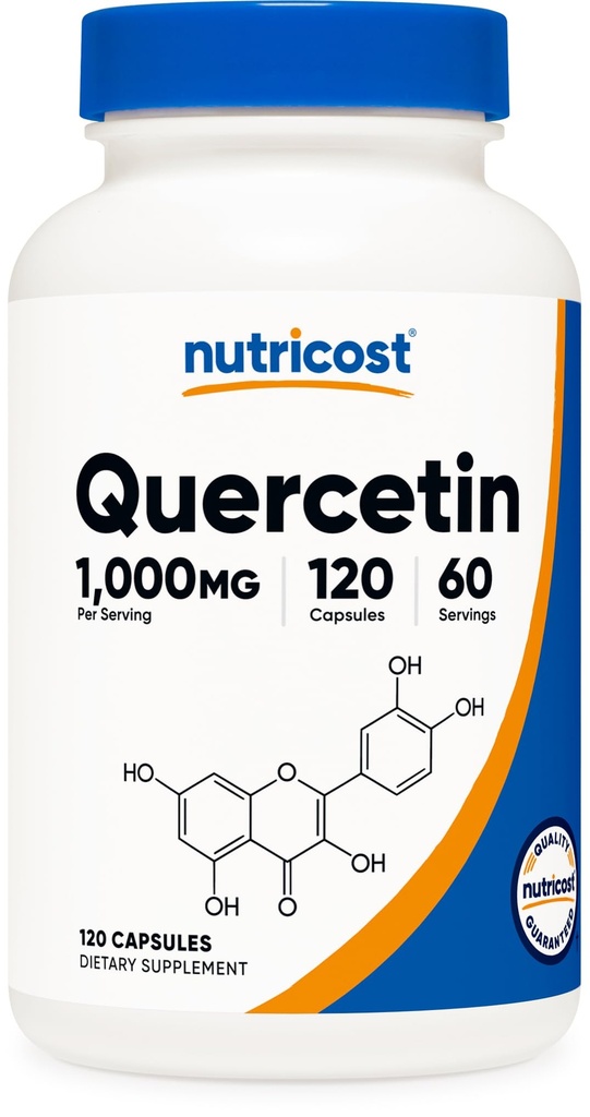 מזון זול Quercetin 1000mg, 120 קפסולות - קפסולות צמחוניות, 60 משרתים, 500 מ"ג פר קפסולה, non-GMO, Gluten Freeten