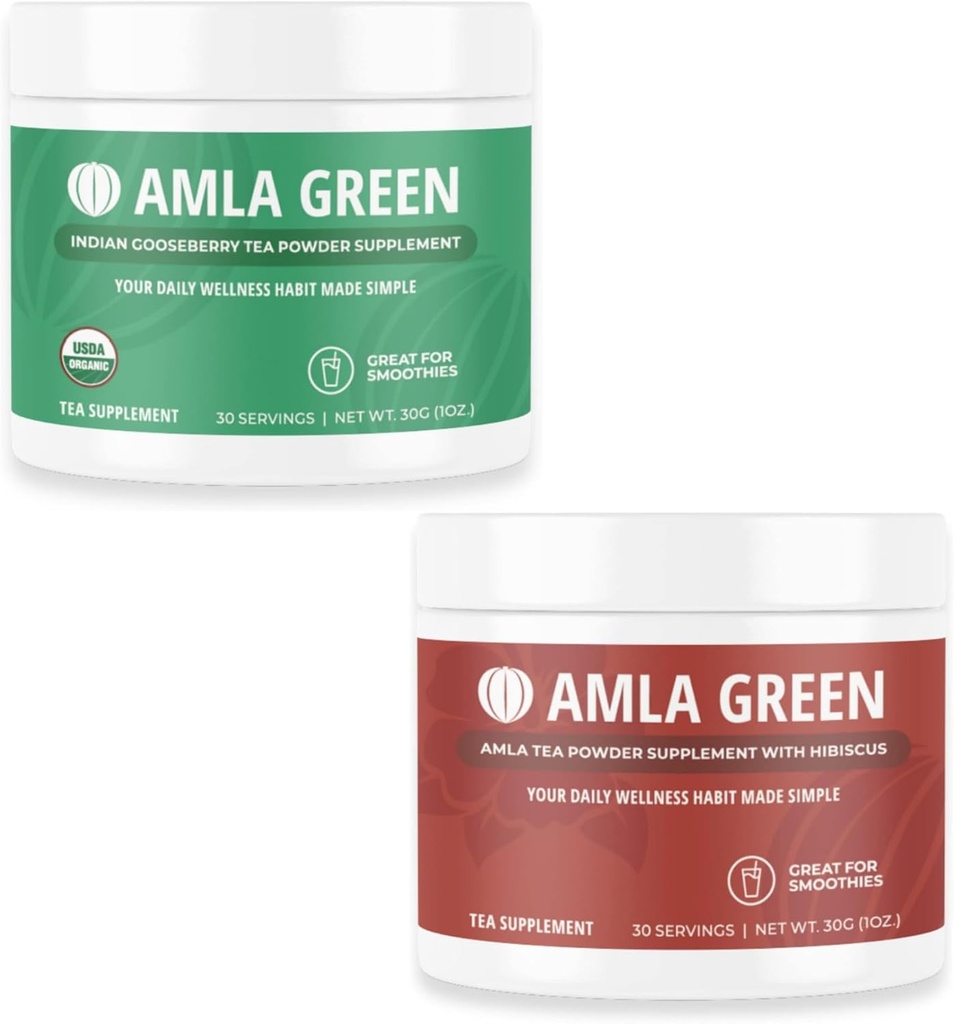Amla אבקה & Green Tea Superfood תוספת עם Jowlberries & Hibiscus, אורגני, טבעוני, 30 משרתים