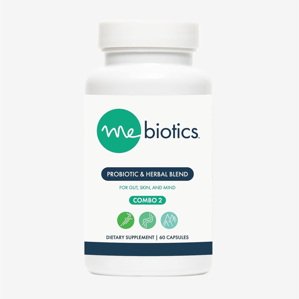 Microbiome Labs Mebiotics Probiotics & Herbal תוספת שילוב 2 - Bacillus Subtilis + לימון Balm עבור Skin + Gut בריאות - אוראלי פרוביוטיקה לתמוך Gut, המוח, העור (60 קפסולות)
