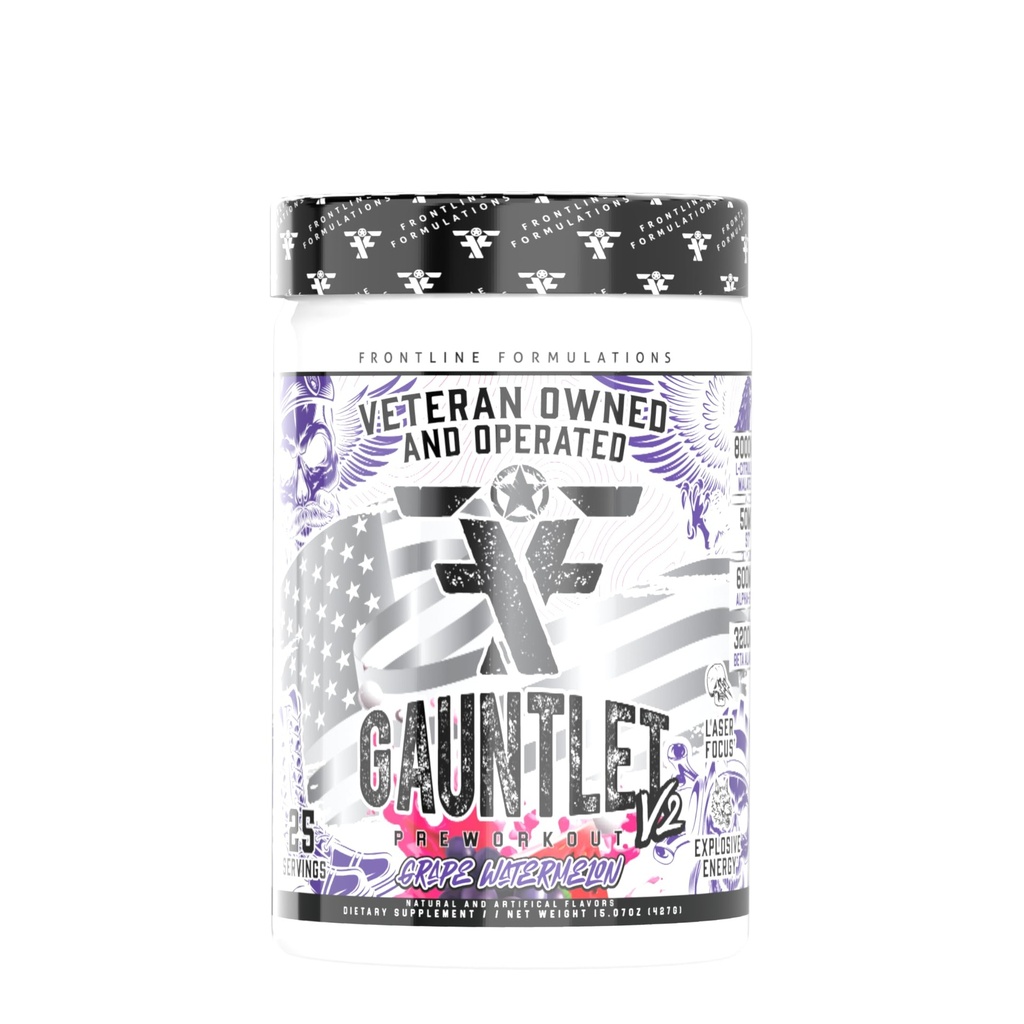 אבקת Gauntlet Pre-Workout, Explosive Workouts, לייזר פוקוס, Mid Stim, מדהים פלבדור, ותיק בבעלות ומופעל (25 משרתים, Grape Watermelon)