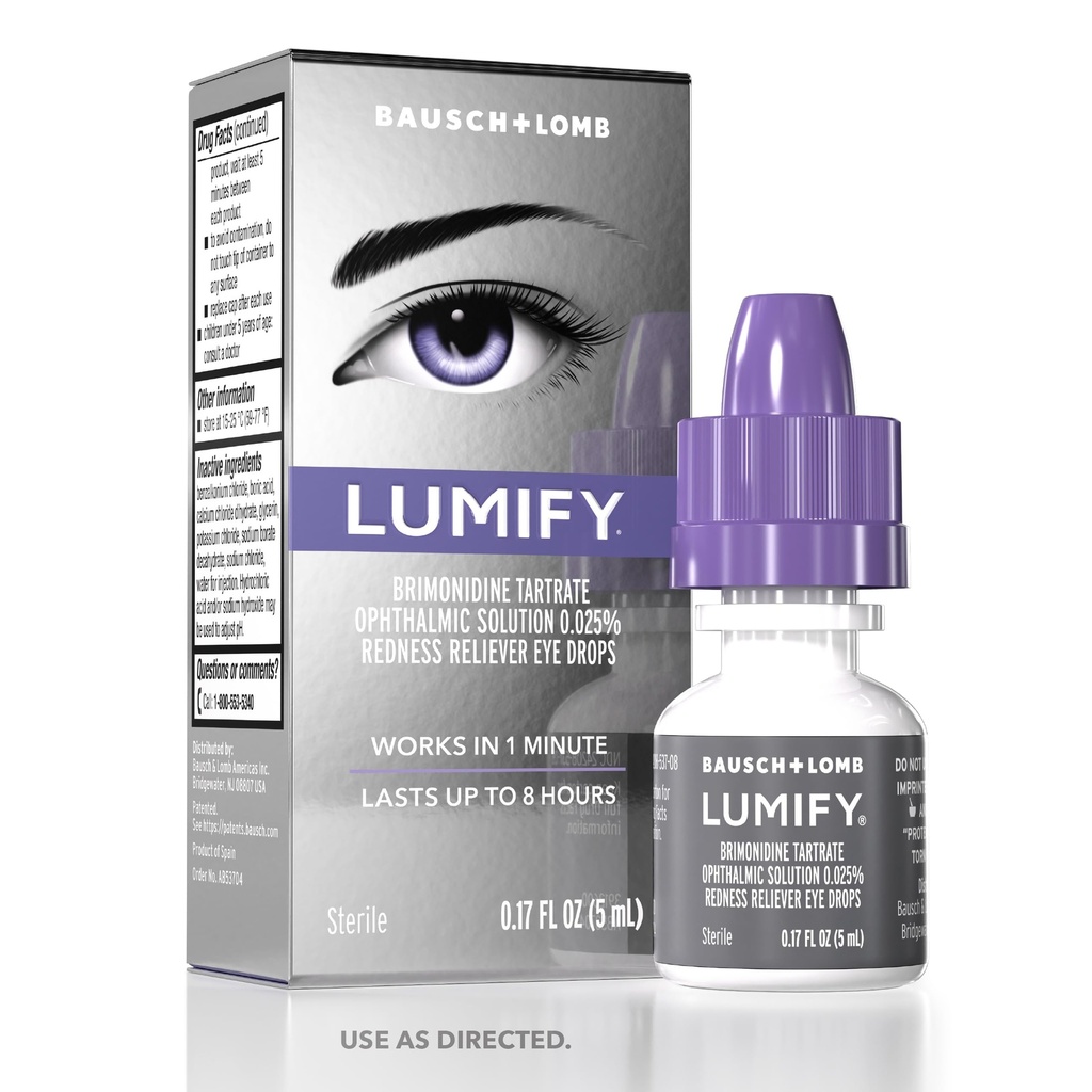 LuMIFY עין טיפות לעיניים אדומות, רדות ליבר עבור Brighter Looking Eyes, Works in 1 minute & Lasts Up to 8 Hours, Eye Drops, 0.17 Fl Oz (5 mL)