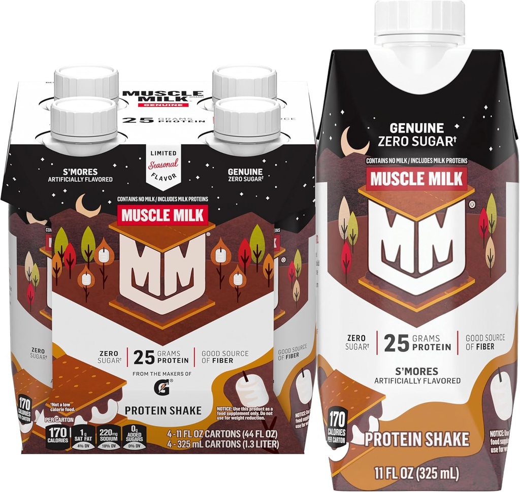 חלב שרירים Genuine חלבון Shake,S'more, 25g חלבון, 11 Fl Oz (Pack of 4)
