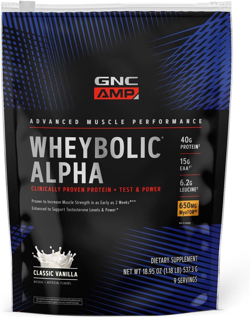 GNC AMP Wheybolic אלפא עם MyoTor - קלאסי Vanilla (9 משרתים)