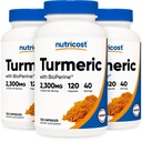 טבליות hydromeric Curcumin (3 Pack) עם bioPerine ו -95% Curcuminoids, 2300 מ"ג, 120 קפסולות, Veggie קפסולות, 767mg Per Cap, 40 משרתים, Gluten Free, non-GMO.