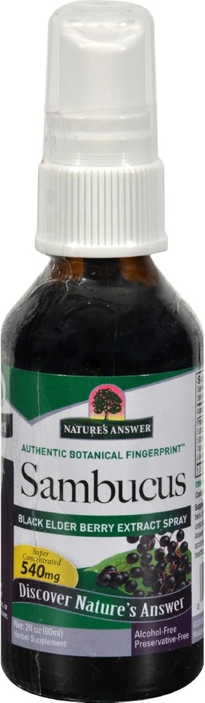 תשובתו של הטבע Sambucus Syrup לחלץ Spray 2 Fluid Ounces | Immune Booster on the Go | Travel Friendly