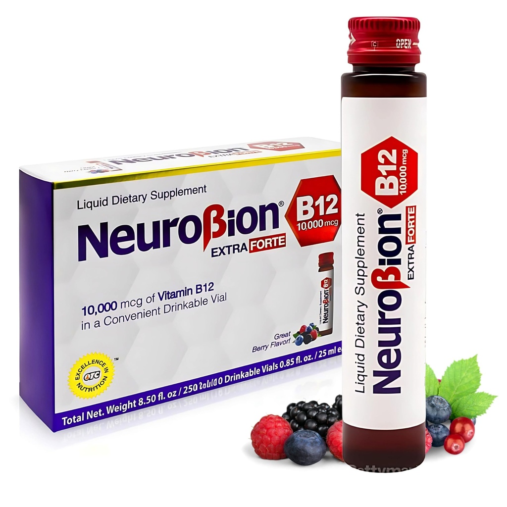 Neurobion אקסטרה Forte B12 10,000 mcg Vials, נוזל - קיצוני Powerful - 10 Vials לכל Box