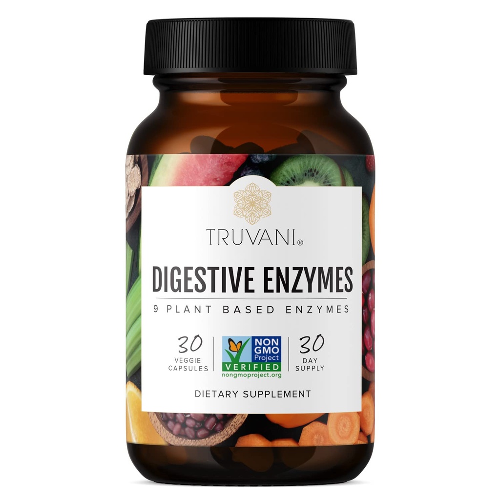 Truvani Digestive Enzymes | 9 Enzyme Band | תמיכה תזונתית | צמצום | הגדלת Absorption