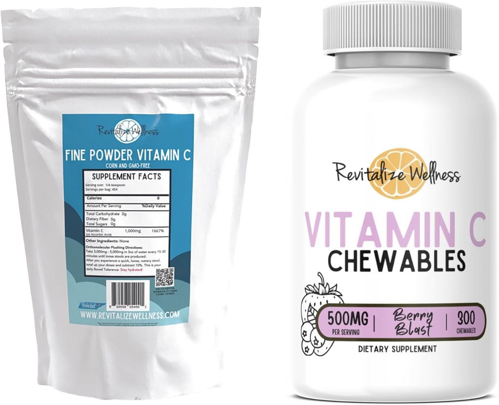 בונדל | אבקה יפה ויטמין C, 454 משרתים, ויטמין C Chewables (Berry Blast), 60 משרתים