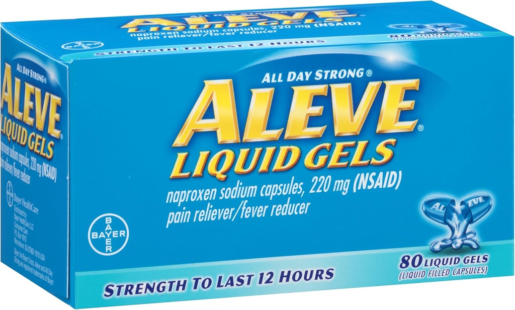Abve Liquid Gels with Naproxen Sodium, 220 מ"ג (NSAID) Pain Reliever / Fever reductionr, 80 Count (Pack of 2)
