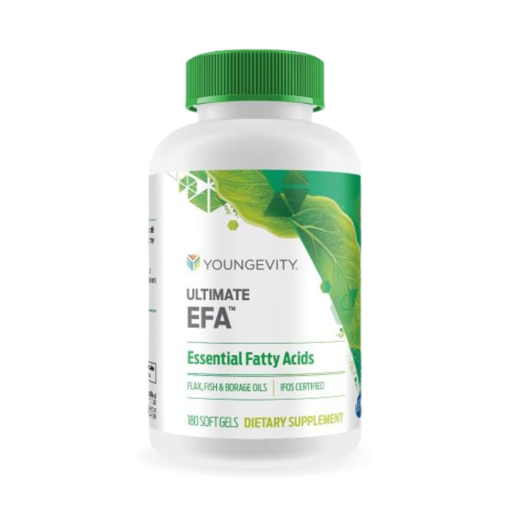 Youngevity Ultimate EFA - מקור אורגני של חומצות שומן חיוניות | אומגה 3, 6, ו-9 | עשוי מ Borage, Flax & Fish שמן | 180 Count (Pack of 1)