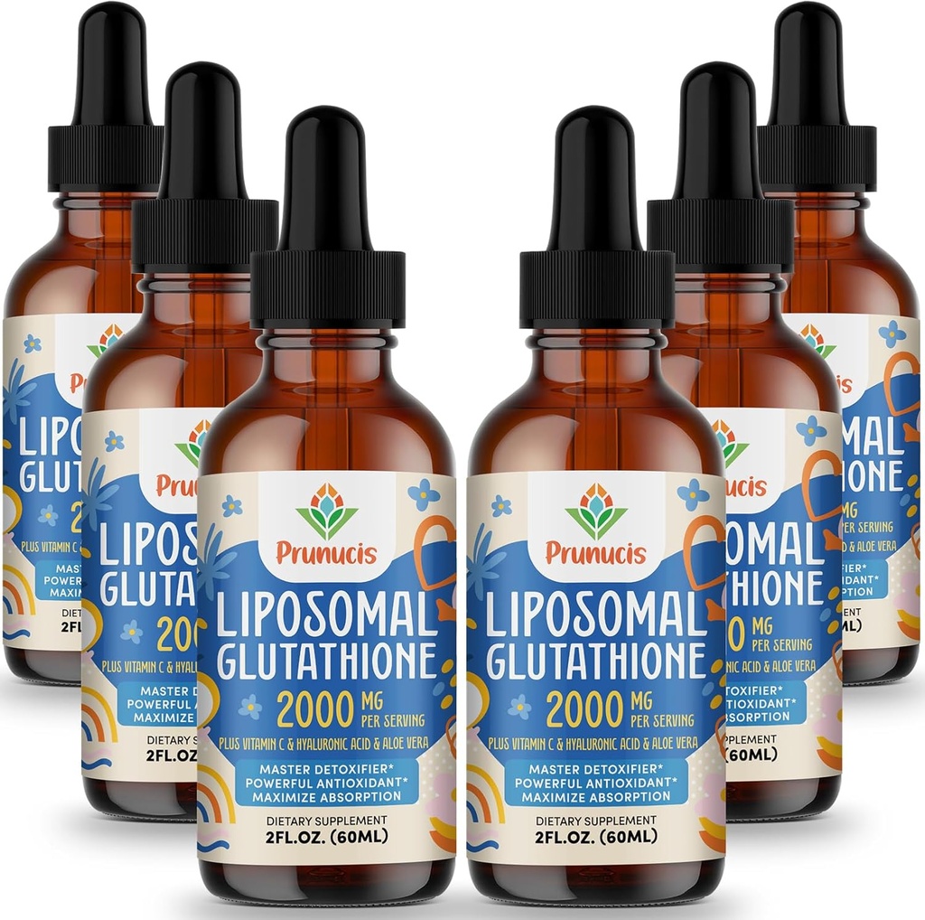 2000MG Liposomal Glutathione נוזל, 98% Absorption, Active Form L-Glutathione תוסף, טבעוני ידידותי, תרכובת אנטי-חמצן Powerful Antioxidant Complex for Immune System, Aging Defense, Detox, 12 FL.OZ