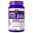 ZzzQuil Pure Zzzs השרירים מרגיע מלטונין שינה חניכיים, תומך בתפקוד השרירים, עוזר לך ליפול לישון באופן טבעי, מהיר, מלטונין + Magnesium, no Next-Day Grogginess, סמים חינם, 60ct