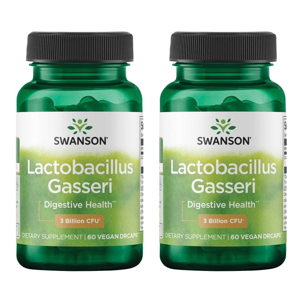 Swanson Lactobacillus Gasseri - Probiotic תוספת תמיכה בבריאות העיכול עם 3 מיליארד CFU - עיצוב-Release Satiety & Fat metabolism תמיכה - (60 ווג'י קפסולות) 2 בקבוקים