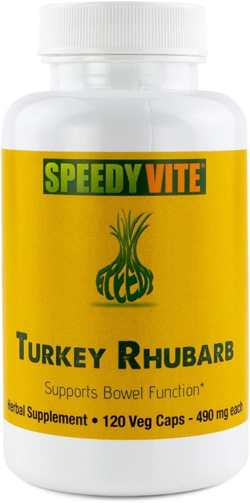 SpeedyVite תורכיה Rhubarb פורמולה | תמיכה ב- Bowel Function* | קולון Detox ו-ניקוי פורמולה | מכיל Cascara Sagrada, Senna, Psyllium, Aloe Vera, Slippery Elm ועוד (1x 120 Veg Caps)