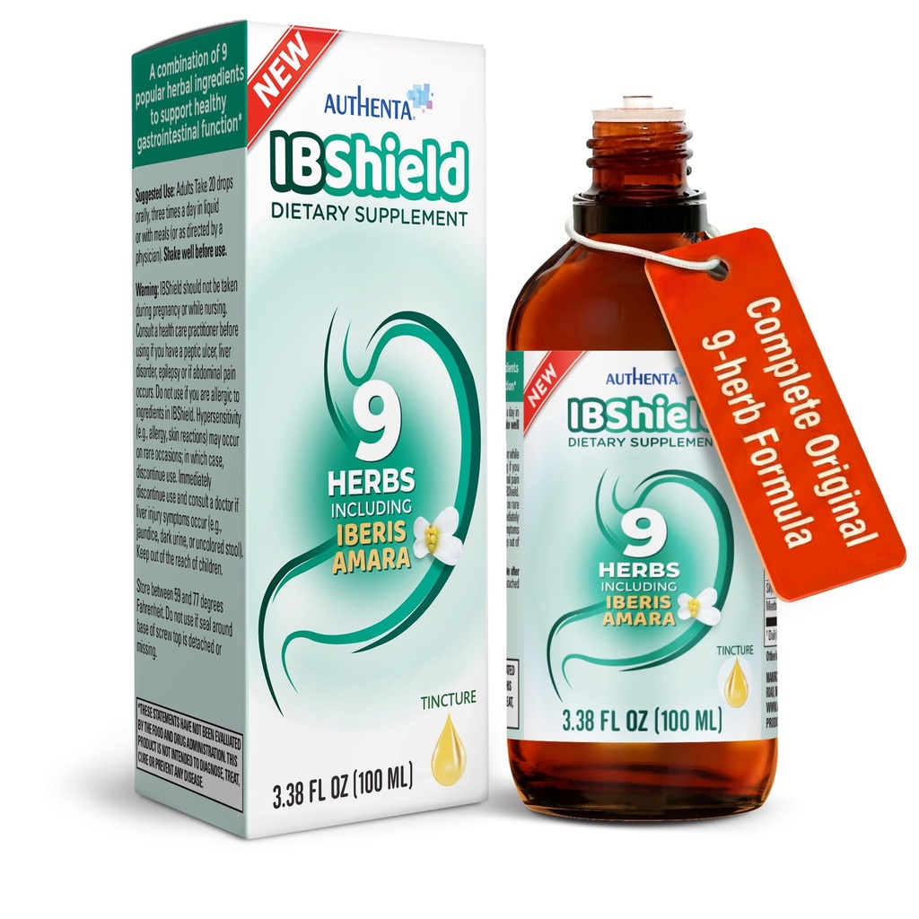 IBShield Tincture 100 מ"ל | 6+3=9 Herbs | Iberis Amara, Peppermint, Chamomile, Lemon Balm, Caraway, Licorice, Angelica, Celandine & Mary's Thistle | Herbal Formula Supports Digestive Digest