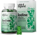 Wild & Organic Iodine Gummies 250mcg - Immune Support Complex w/Potassium Iodide - Selenium Zinc Iodine תוסף עבור Immunity & תמיכה כוללת - 60 טבעוני, חניכיים מבוססות Pectin-מבוססות