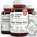 Natural Nutra Red Yeast Rice Extraction, Cardiovascular Support, Helps Enhance Immunity, Helps Keep Body Fats & Heart Health, שיפור, תוסף חינם Gluten, 600 מ"ג 60 קפסולות (3 Pack)