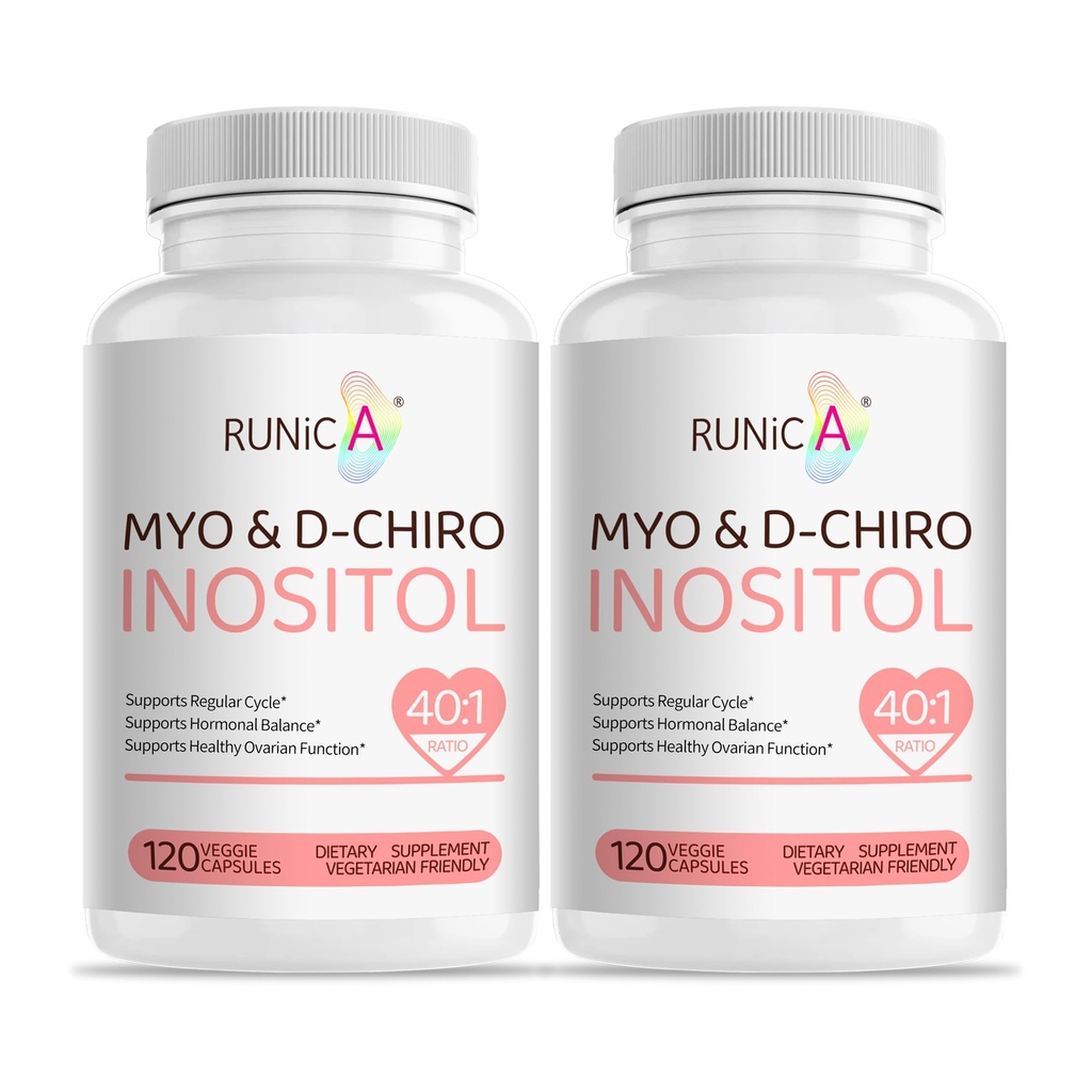 Myo-Inositol & D-Chiro Inositol תוסף עבור נשים - אידיאלי 40:1 Ratio - Support נשים הורמון איזון & פוריות בריאות - קפסולות אבקה טבעונית - 60 יום אספקה