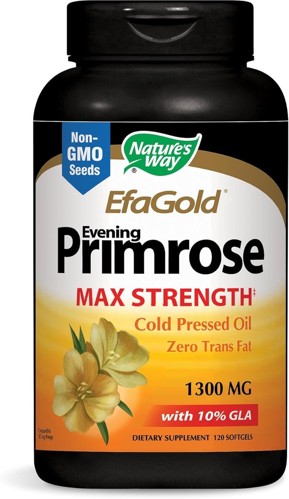 Nature's Way Evening Primrose, EFA Gold Cold Pressed Oil 1300 מ"ג, 120 Softgels