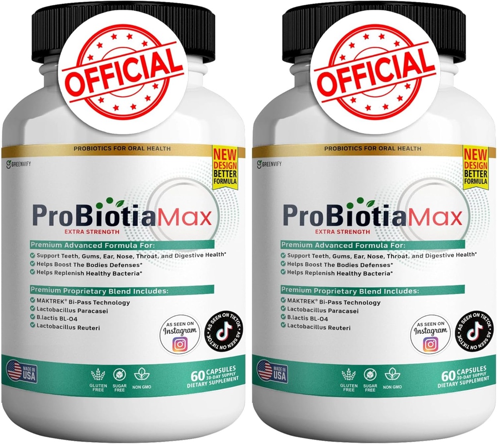 ProBiotia Max 40 מיליארד CFU תוספת כוח אוראלי פרוביוטיקה, 60 קפסולות, תומך שיניים ובריאות חניכיים, גלוט חינם (2)