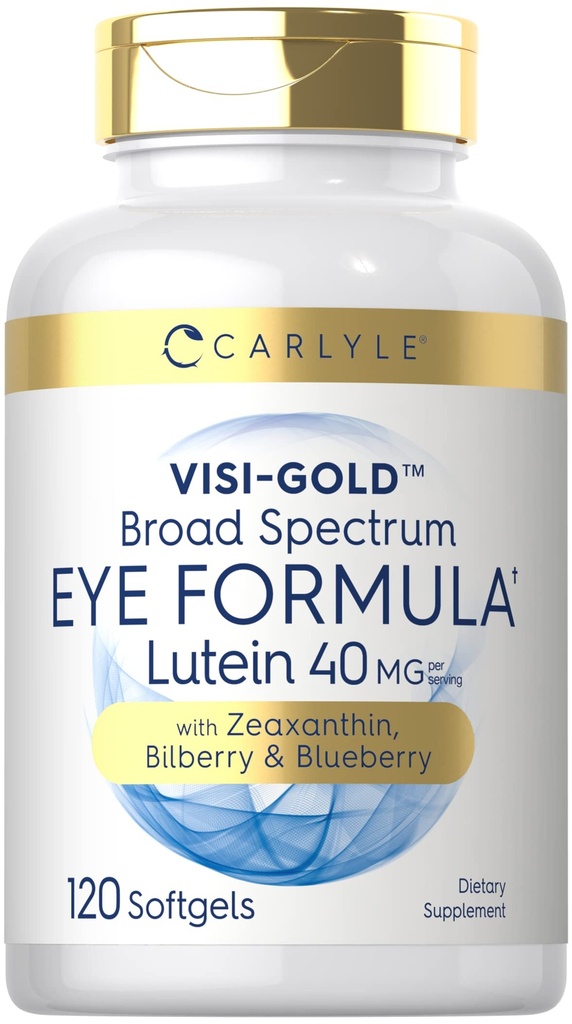 Carlyle Eye Health תוסף | 120 Softgels | עם Lutein 40 מ"ג, Zeaxanthin, Bilberry ו Blueberry | Broad Spectrum Eye Support הויטמינים